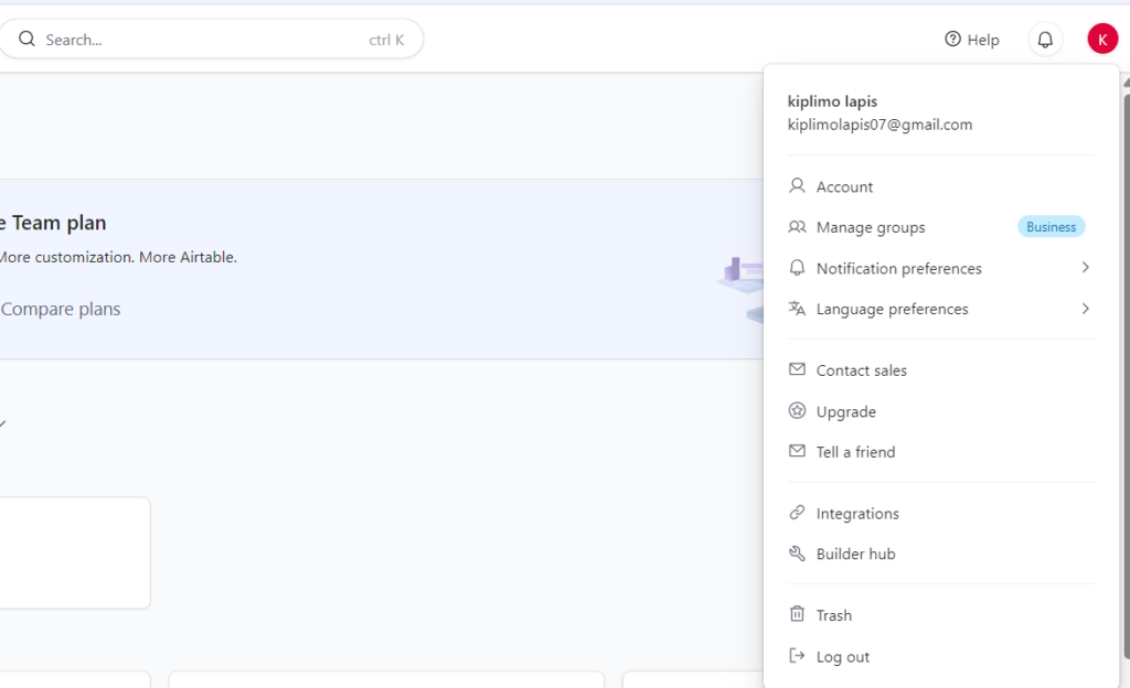 Création d'un nouveau jeton dans Airtable
