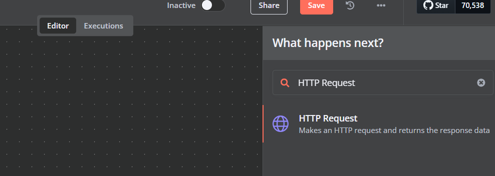 Ajouter le nœud HTTP Request à un flux de travail DevOps