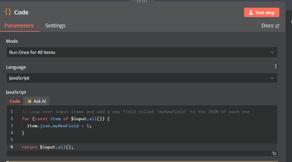 Modifier la structure des données de sortie à l'aide de code JavaScript