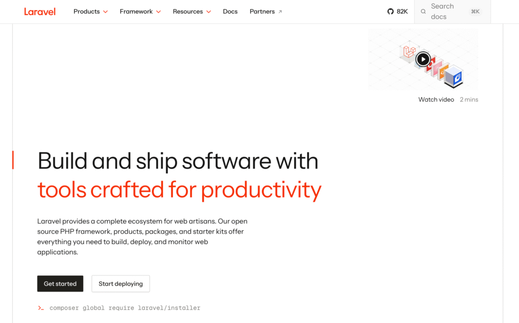 Page d'accueil officielle de Laravel