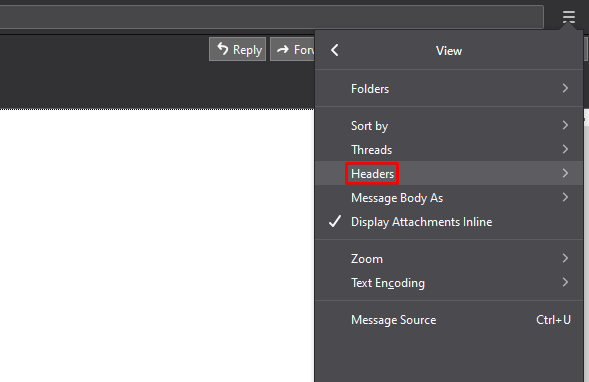 En-têtes de Mozilla Thunderbird.