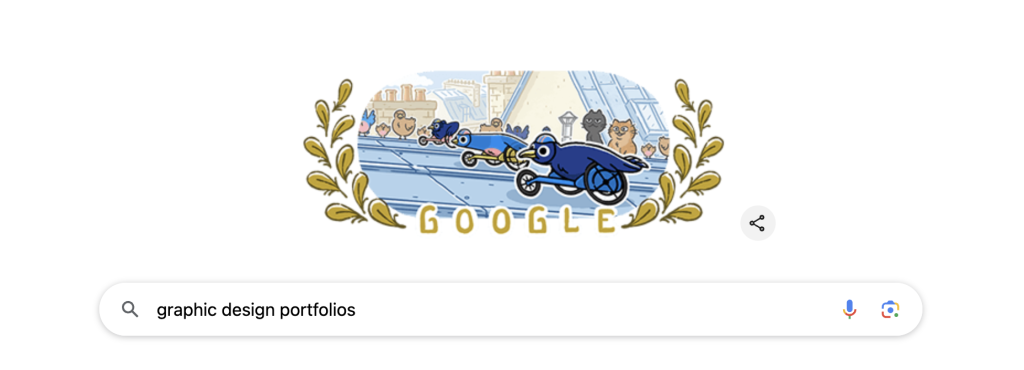 Capture d'&eacute;cran de portfolios de graphisme dans la recherche Google