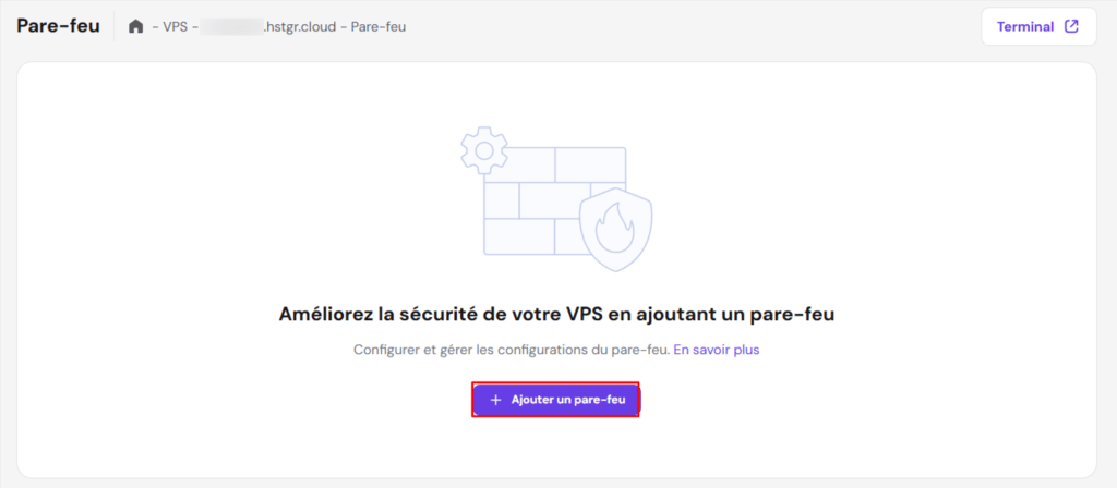 La page Pare-feu sur hPanel