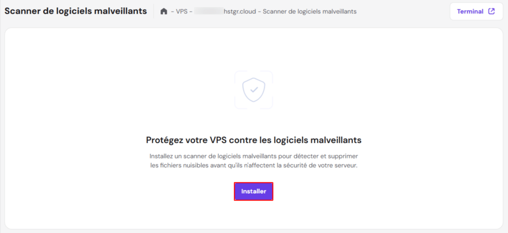 Le Scanner de logiciels malveillants sur hPanel