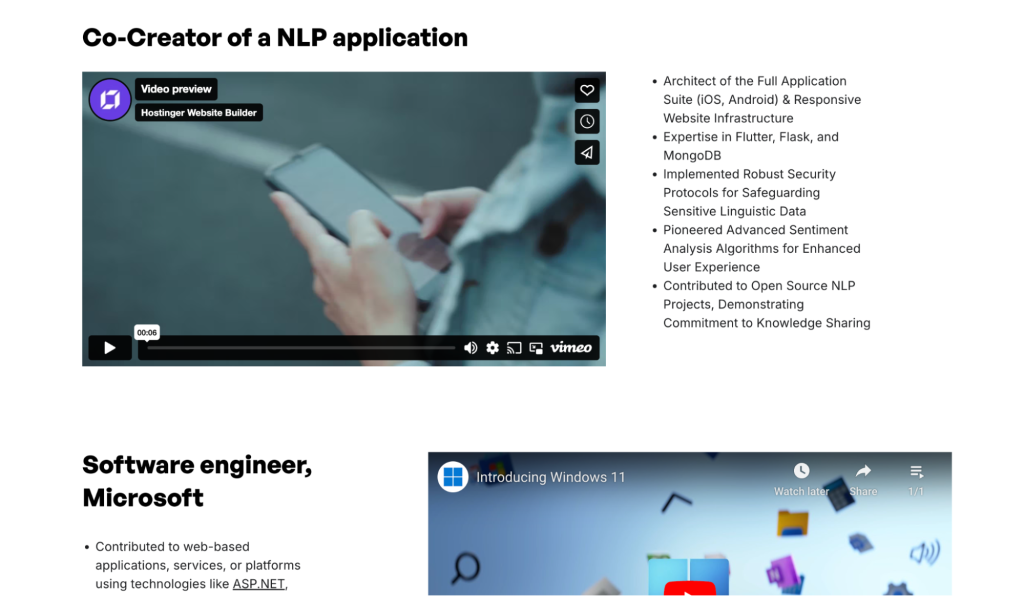 Un exemple d'utilisation de vidéos dans votre portfolio