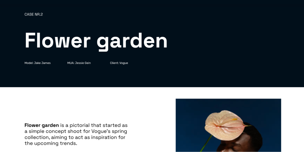 Exemple de page de projet dans un portfolio