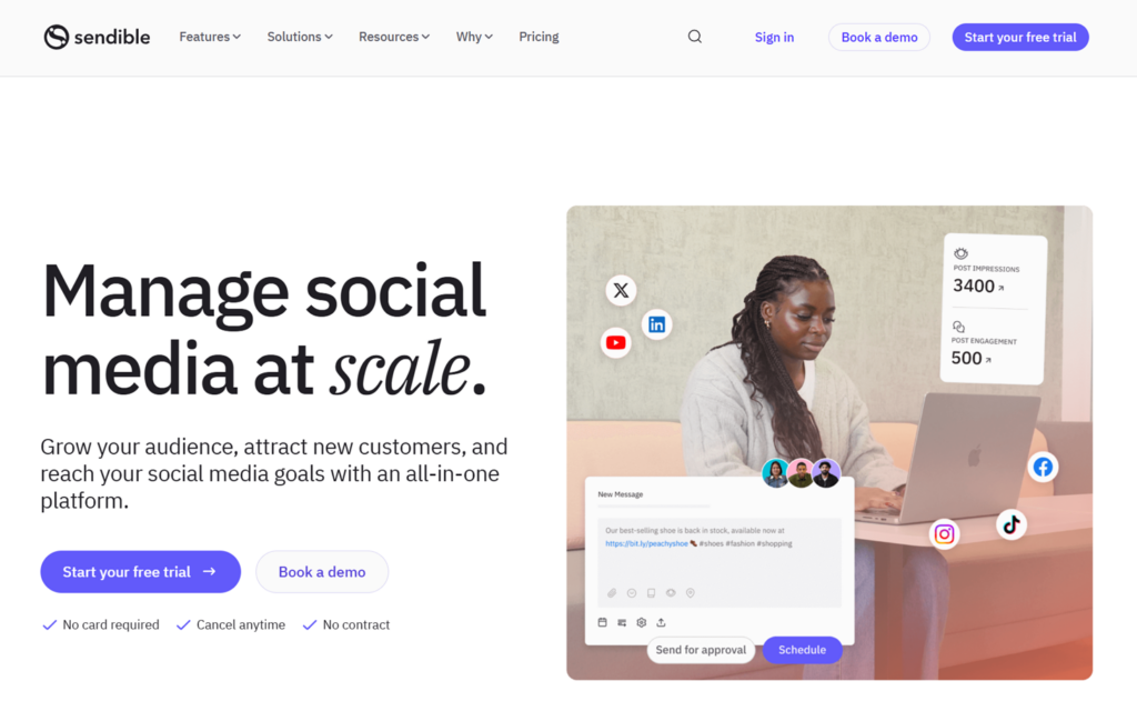 Image de la page d'accueil de Sendible