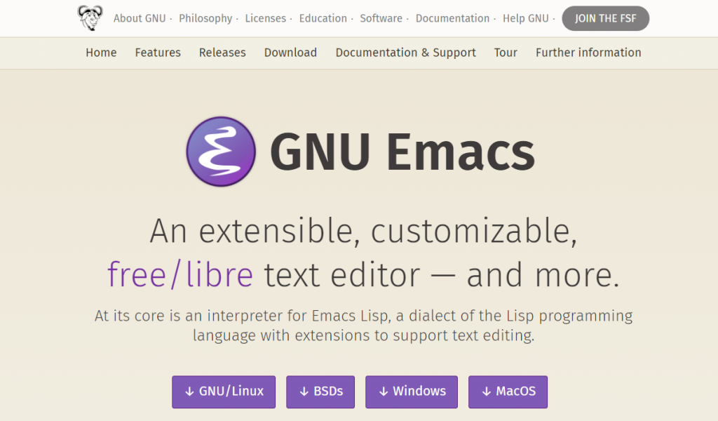Editeur de code GNU Emacs