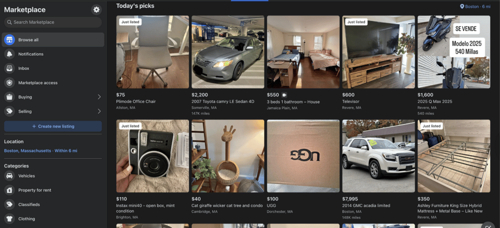 Facebook Marketplace : les coups de c&oelig;ur du jour