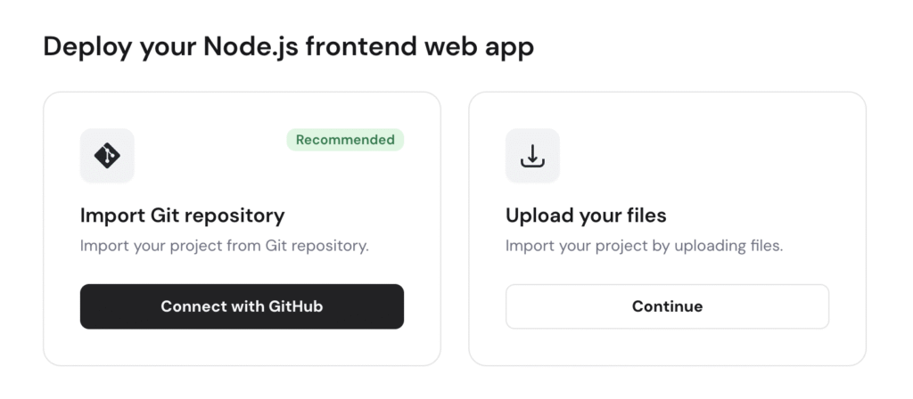Options de déploiement de l'hébergement front-end cloud Hostinger