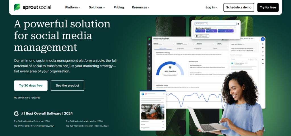 Page d'atterrissage de SproutSocial