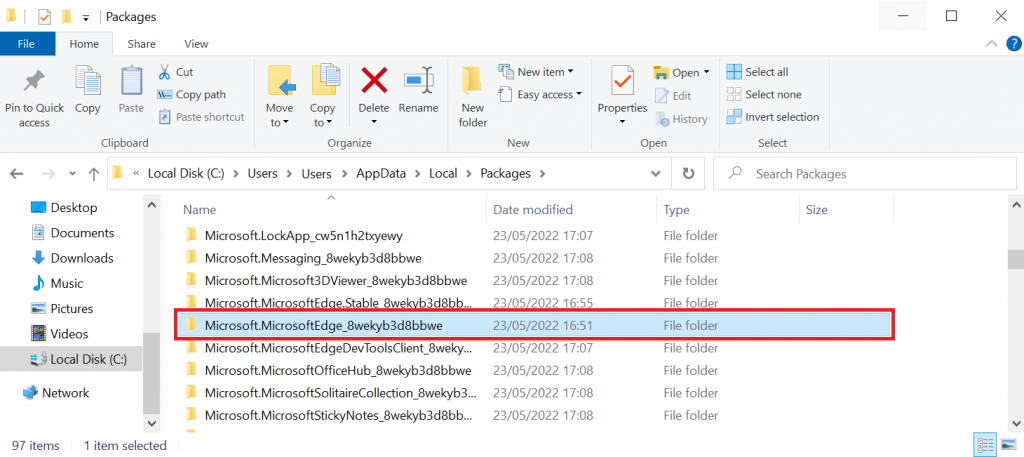 Le dossier Edge dans les paquets