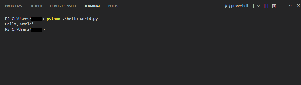 Fen&ecirc;tre du terminal de code Visual Studio