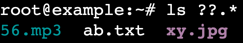 La sortie de la commande ls ?.* dans le terminal
