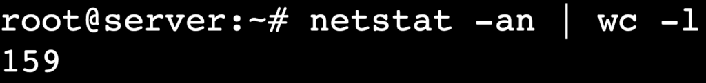 La sortie de la commande netstat -an | wc -l affiche le total des connexions actives.