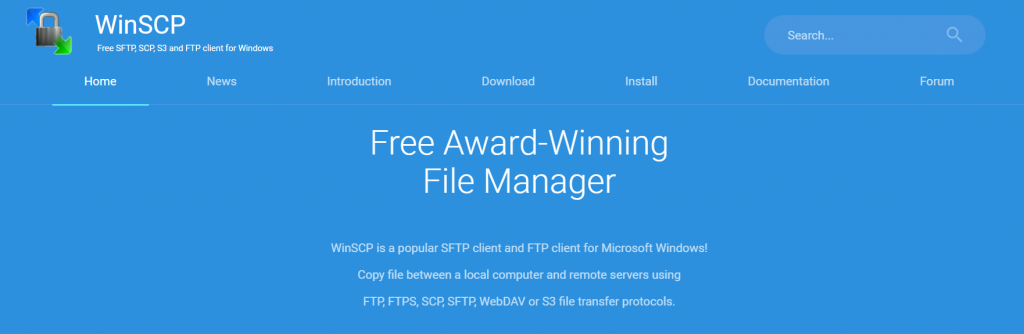 La page d'accueil du client FTP WinSCP