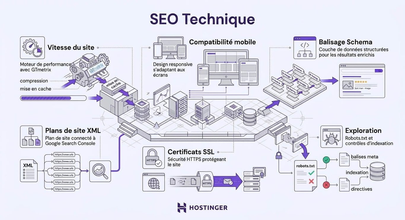 Une infographie expliquant le SEO technique