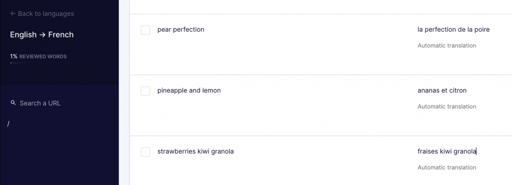 Traduction des noms de recettes de l’anglais vers le français