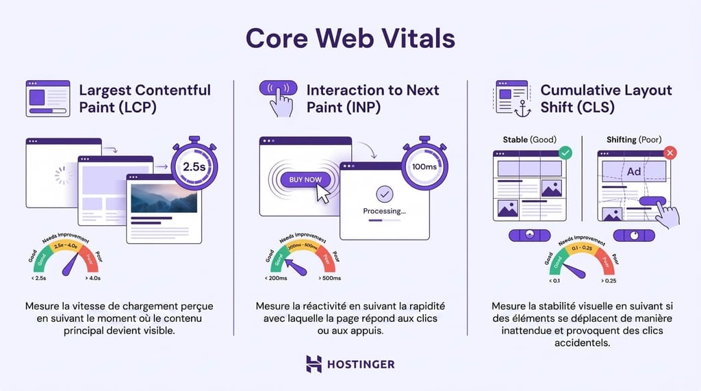 Une infographie expliquant les métriques des Core Web Vitals