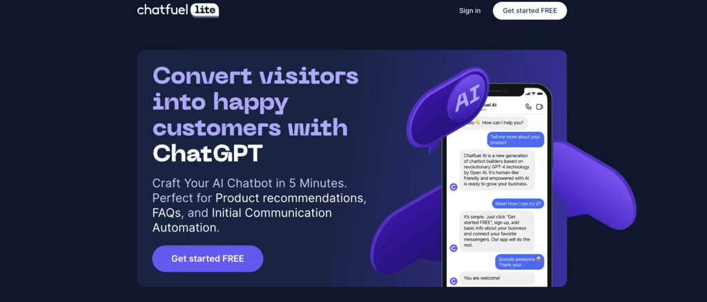 Site web de Chatfuel