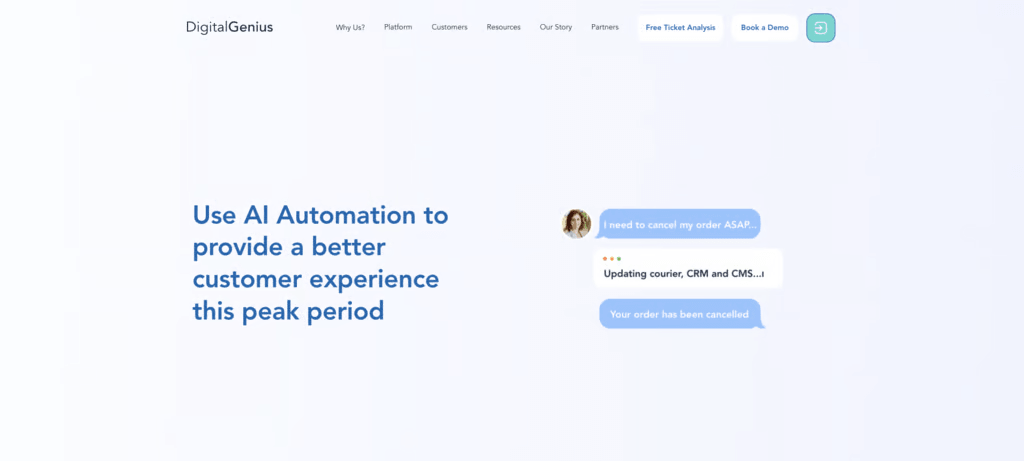 Page d'atterrissage de DigitalGenius