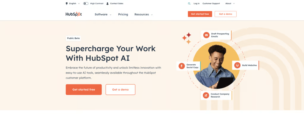 Page d'atterrissage HubSpot AI