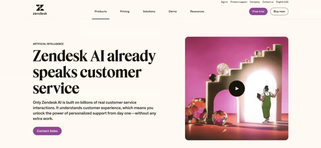 Page d'atterrissage Zendesk AI