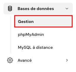 Le bouton Gestion des bases de donn&eacute;es dans hPanel