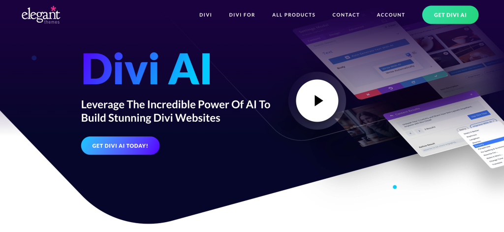 Page d'accueil de Divi AI