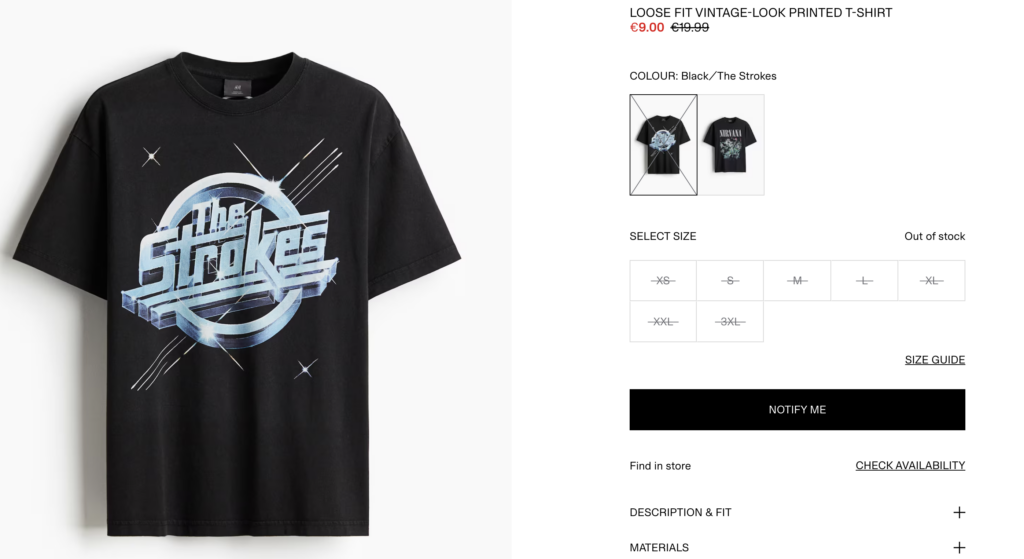 T-shirt de groupe à l’aspect vintage de chez H&M