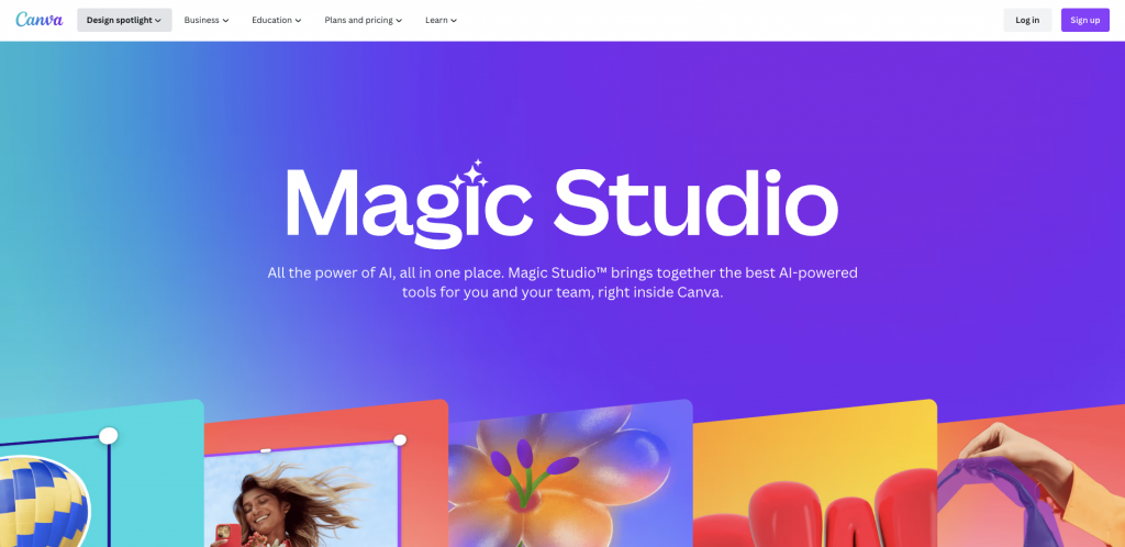 Page d'atterrissage Canva Magic