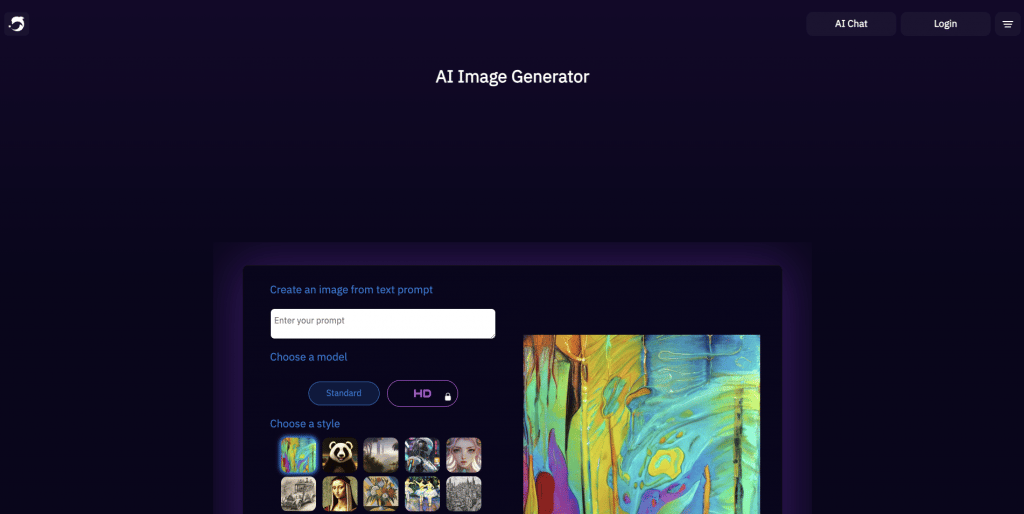 Page d'atterrissage de DeepArt AI Image Generator