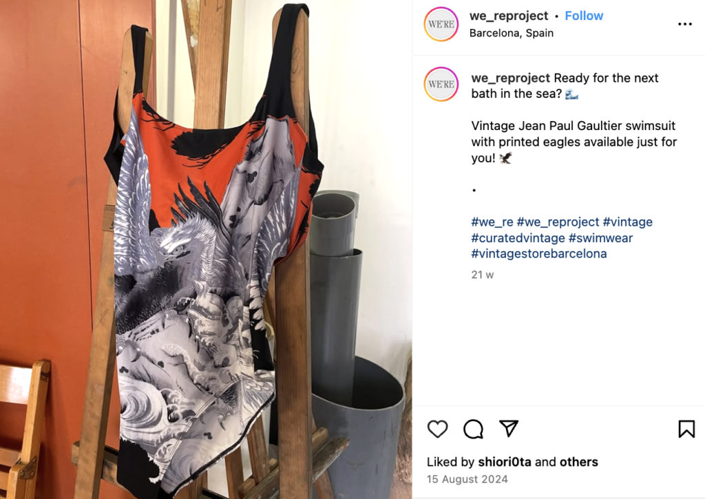 Maillot de bain vintage Jean Paul Gaultier sur Instagram