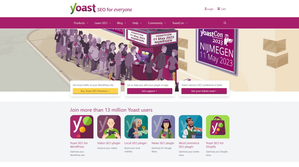 La page d&rsquo;accueil de Yoast SEO