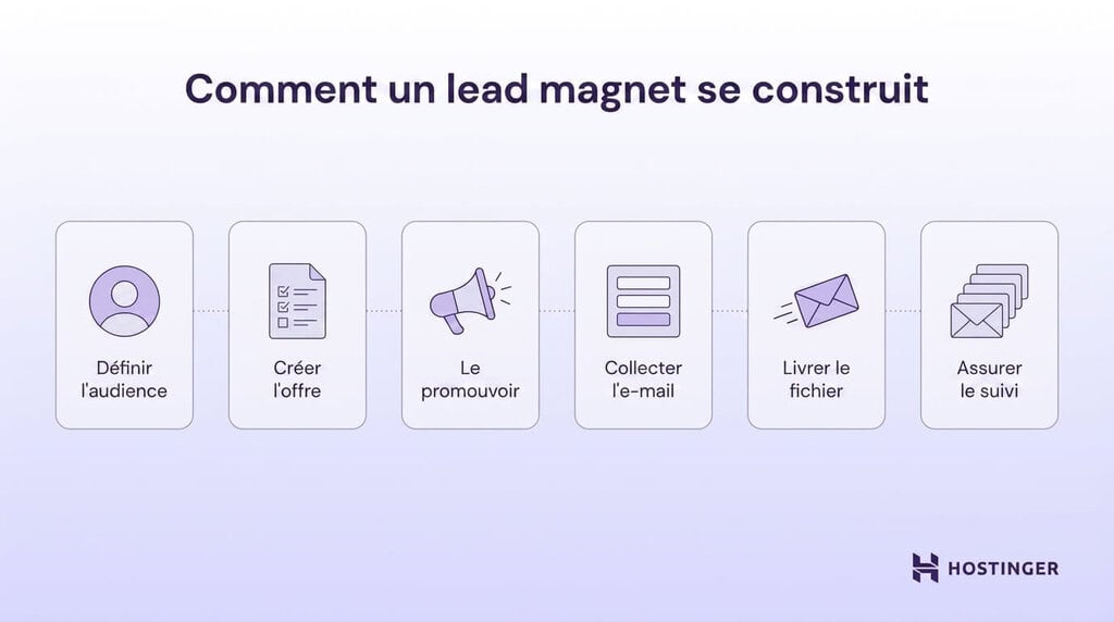illustration présentant les six étapes pour créer un lead magnet efficace