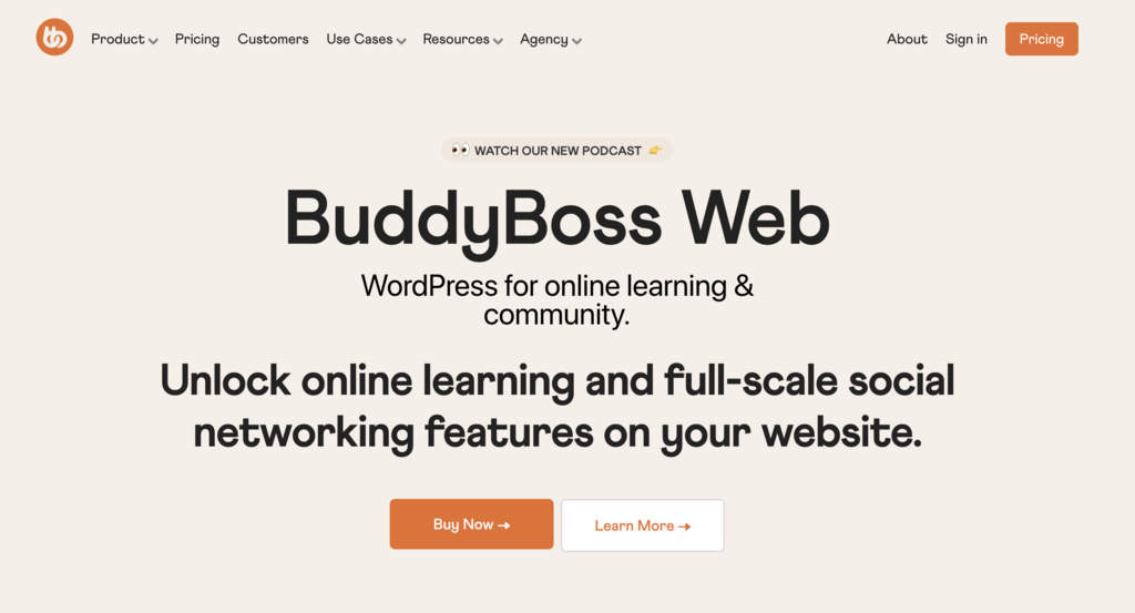 Page d’accueil du site de BuddyBoss