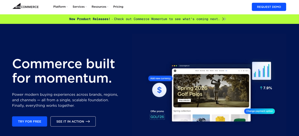 Page d&rsquo;atterrissage BigCommerce