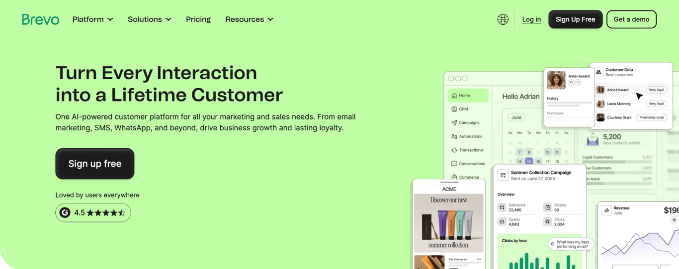 Landing page de Brevo