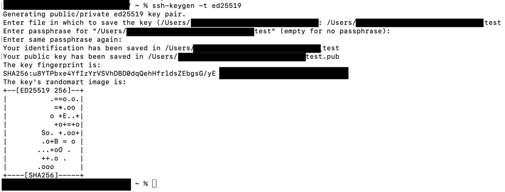 La commande ssh-keygen affiche la sortie en ligne de commande d’une paire de clés Ed25519 que vous avez générée, comprenant l’empreinte digitale et l’image « randomart ».