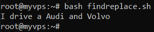 Script Bash illustrant la recherche et le remplacement dans une chaîne de caractères.
