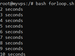 Script Bash illustrant une boucle for.