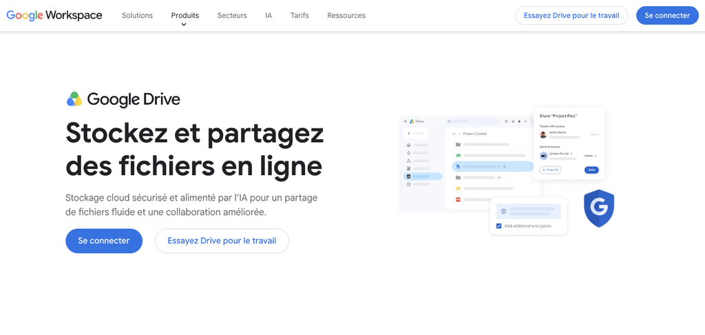Page d'accueil de Google Drive