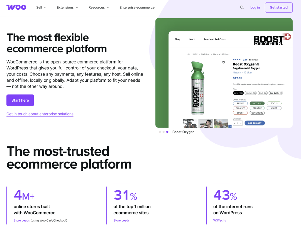 Page d'accueil de WooCommerce