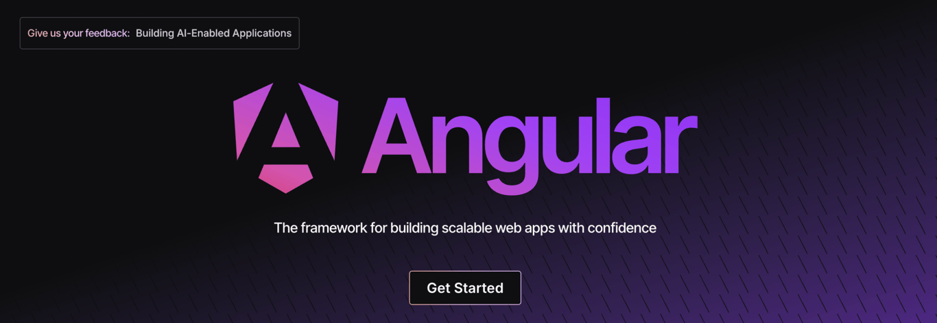 Page d’accueil du site Angular