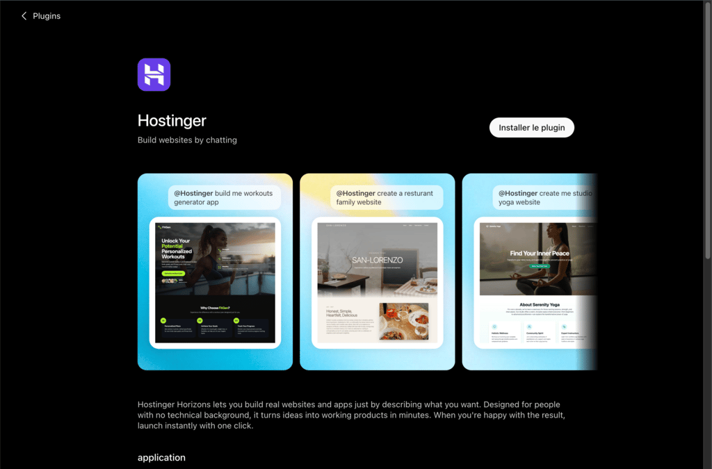 Installer Hostinger sur ChatGPT