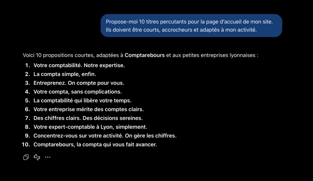 Exemples de titres pour site web