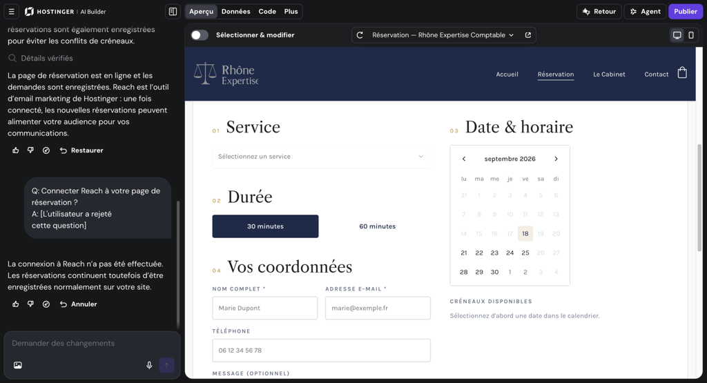 Créer une page de rendez-vous avec ChatGPT