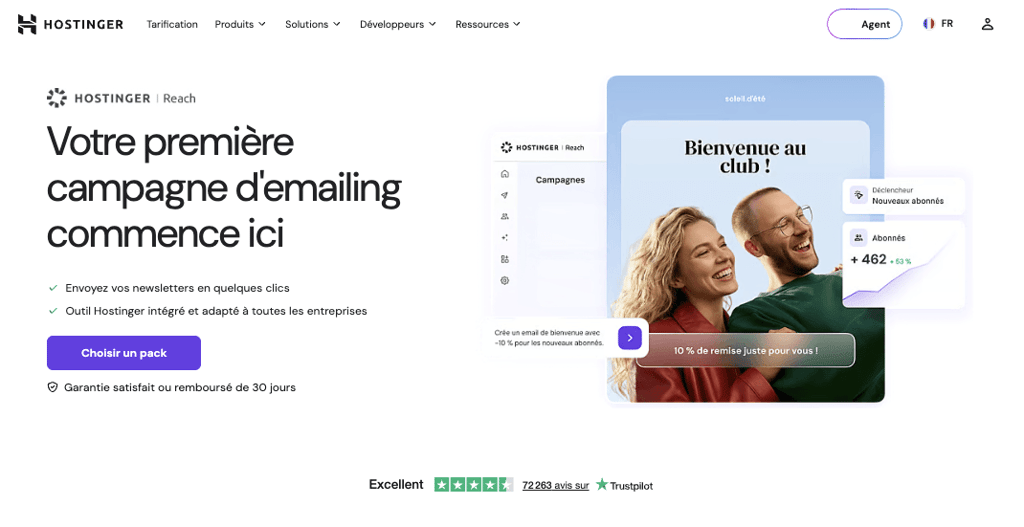 Page de présentation de Hostinger Reach