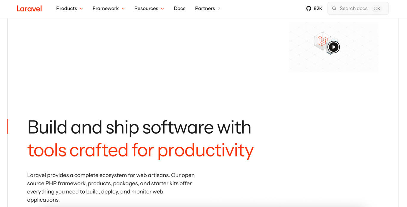 Page d’accueil du site Laravel