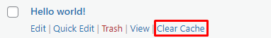 Bouton Clear Cache permettant de vider le cache dans WP Fastest Cache.